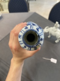 A Chinese blue and white garlic-mouth vase and a white glazed group of a boy on a buffalo, Wanli/Qianlong
