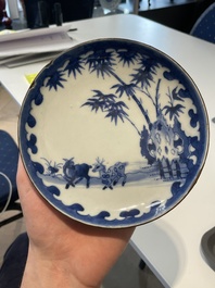 A varied collection of Chinese blue and white, grisaille and famille verte porcelain, Kangxi and later