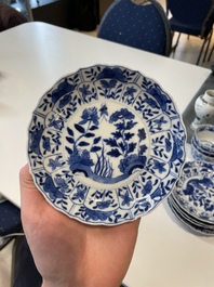 A varied collection of Chinese blue and white, grisaille and famille verte porcelain, Kangxi and later