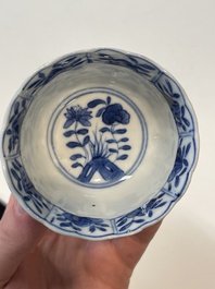 A varied collection of Chinese blue and white, grisaille and famille verte porcelain, Kangxi and later