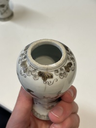A varied collection of Chinese blue and white, grisaille and famille verte porcelain, Kangxi and later
