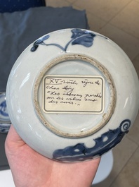A varied collection of Chinese blue and white, grisaille and famille verte porcelain, Kangxi and later