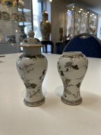 A varied collection of Chinese blue and white, grisaille and famille verte porcelain, Kangxi and later