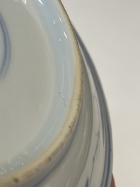 A varied collection of Chinese blue and white, grisaille and famille verte porcelain, Kangxi and later
