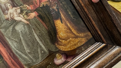 Flemish school: 'Adoration of the Magi', oil on panel, possibly Bruges, 17th C.