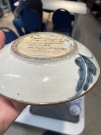 A varied collection of Chinese blue and white, grisaille and famille verte porcelain, Kangxi and later