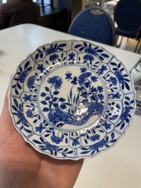 A varied collection of Chinese blue and white, grisaille and famille verte porcelain, Kangxi and later