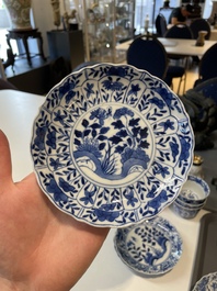 A varied collection of Chinese blue and white, grisaille and famille verte porcelain, Kangxi and later