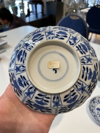 A varied collection of Chinese blue and white, grisaille and famille verte porcelain, Kangxi and later