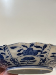 A varied collection of Chinese blue and white, grisaille and famille verte porcelain, Kangxi and later