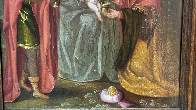 Flemish school: 'Adoration of the Magi', oil on panel, possibly Bruges, 17th C.