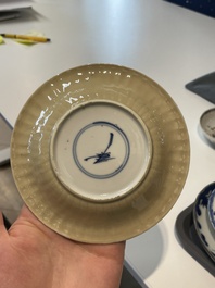 A varied collection of Chinese blue and white, grisaille and famille verte porcelain, Kangxi and later