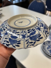A varied collection of Chinese blue and white, grisaille and famille verte porcelain, Kangxi and later