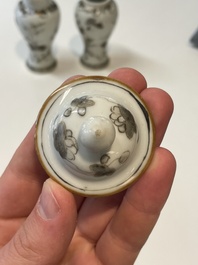 A varied collection of Chinese blue and white, grisaille and famille verte porcelain, Kangxi and later