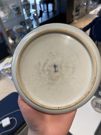 A varied collection of Chinese blue and white, grisaille and famille verte porcelain, Kangxi and later