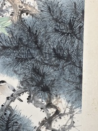 Yan Bolong 顏伯龍 (1898-1955): 'Pheasants under the pine tree', ink and colour on paper, dated 1944