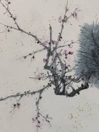 Yan Bolong 顏伯龍 (1898-1955): 'Pheasants under the pine tree', ink and colour on paper, dated 1944