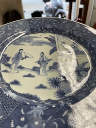 Six Chinese blue and white 'Xi Xiang Ji' plates, Qianlong