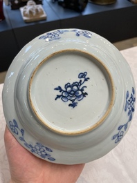 Five Chinese blue and white 'Xi Xiang Ji' plates, Qianlong