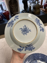 Six Chinese blue and white 'Xi Xiang Ji' plates, Qianlong