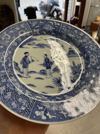 Six Chinese blue and white 'Xi Xiang Ji' plates, Qianlong