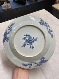 Four Chinese blue and white 'Xi Xiang Ji' plates, Qianlong