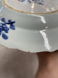 Four Chinese blue and white 'Xi Xiang Ji' plates, Qianlong