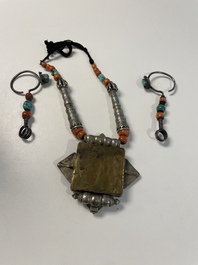 A varied collection of Himalayan accessories with turquoise ornaments, Tibet, 19th C.