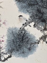 Yan Bolong 顏伯龍 (1898-1955): 'Pheasants under the pine tree', ink and colour on paper, dated 1944