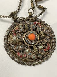 A varied collection of Himalayan accessories with turquoise ornaments, Tibet, 19th C.