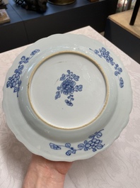 Four Chinese blue and white 'Xi Xiang Ji' plates, Qianlong