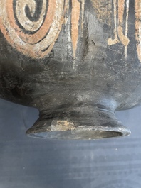 Two Chinese terracotta sculptures and a painted cocoon vase, Han