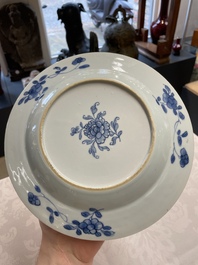 Six Chinese blue and white 'Xi Xiang Ji' plates, Qianlong