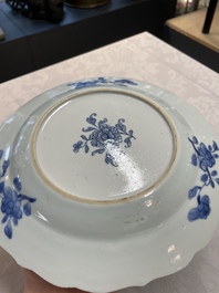 Four Chinese blue and white 'Xi Xiang Ji' plates, Qianlong