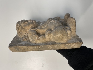 A Chinese architectural pottery tile of a 'non-Han' figure, Song/Jin