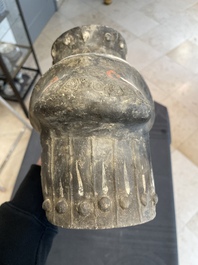 A Chinese painted terracotta owl-shaped 'zun' wine vessel, Han