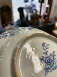 Five Chinese blue and white 'Xi Xiang Ji' plates, Qianlong