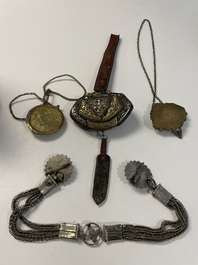 A varied collection of Himalayan accessories with turquoise ornaments, Tibet, 19th C.