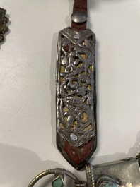 A varied collection of Himalayan accessories with turquoise ornaments, Tibet, 19th C.