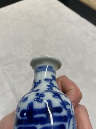 Four Chinese blue and white vases and a stem cup, Kangxi and later