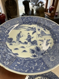 Six Chinese blue and white 'Xi Xiang Ji' plates, Qianlong
