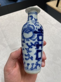Four Chinese blue and white vases and a stem cup, Kangxi and later