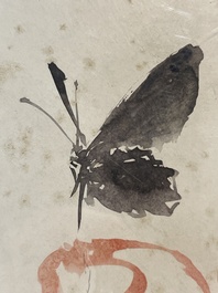 Zhang Daqian 張大千 (1898-1983): 'Peonies and butterfly', ink and colour on paper