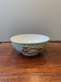 A Chinese doucai 'dragons' bowl, Jiaqing mark, 19th C.