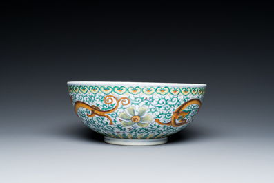 A Chinese doucai 'dragons' bowl, Jiaqing mark, 19th C.