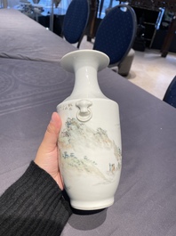 A Chinese qianjiang cai 'mountainous landscape' vase, signed Cheng Men 程門 and Xiao Yuan Zhen Cang 筱園珍藏 seal mark, 19th C.