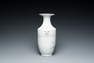 A Chinese qianjiang cai 'mountainous landscape' vase, signed Cheng Men 程門 and Xiao Yuan Zhen Cang 筱園珍藏 seal mark, 19th C.