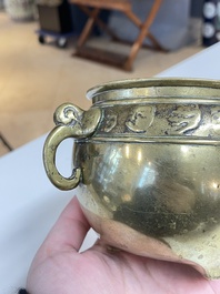 Six various Chinese bronze censers, 19/20th C.