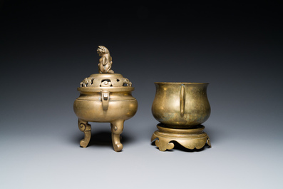 Six various Chinese bronze censers, 19/20th C.