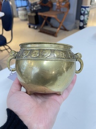 Six various Chinese bronze censers, 19/20th C.